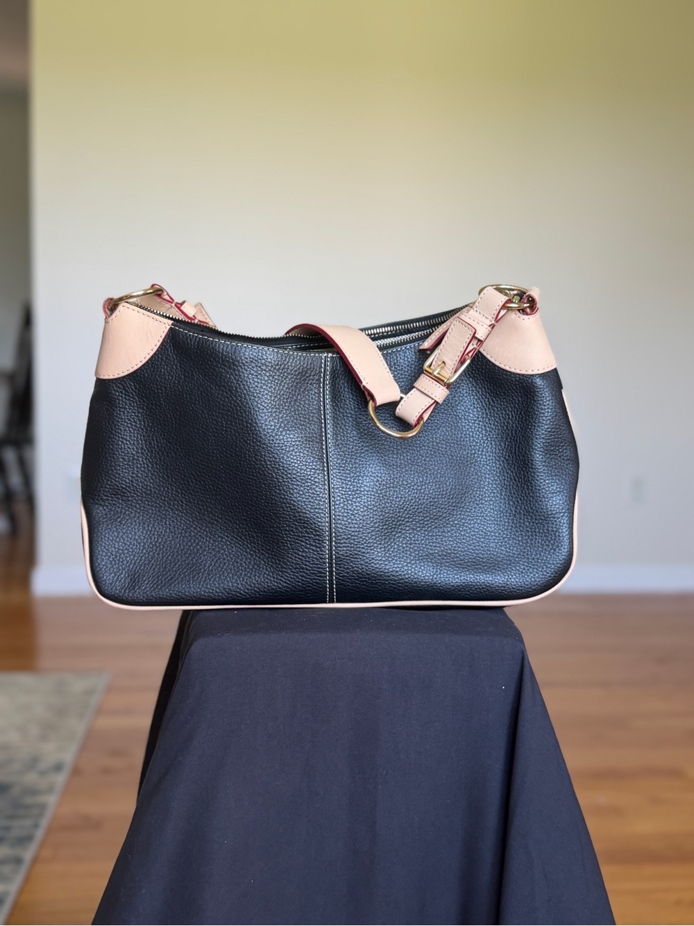 Dooney & Bourke Black with Pale Pink Trim Shoulder Bag